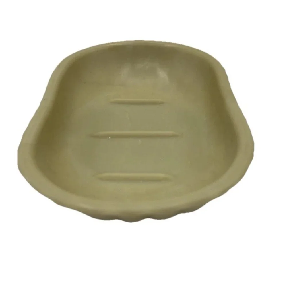 Vintage Plastic Soap Dish Footed Brasscraft Made in USA Tan Beige Retro